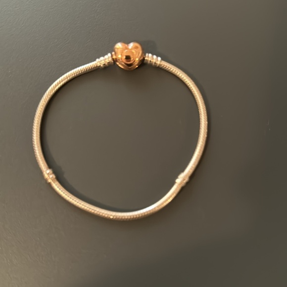 Pandora Moments Heart Clasp Snake Chain Bracelet Size 7.9 Color Silver Rose Gold - Picture 3 of 7